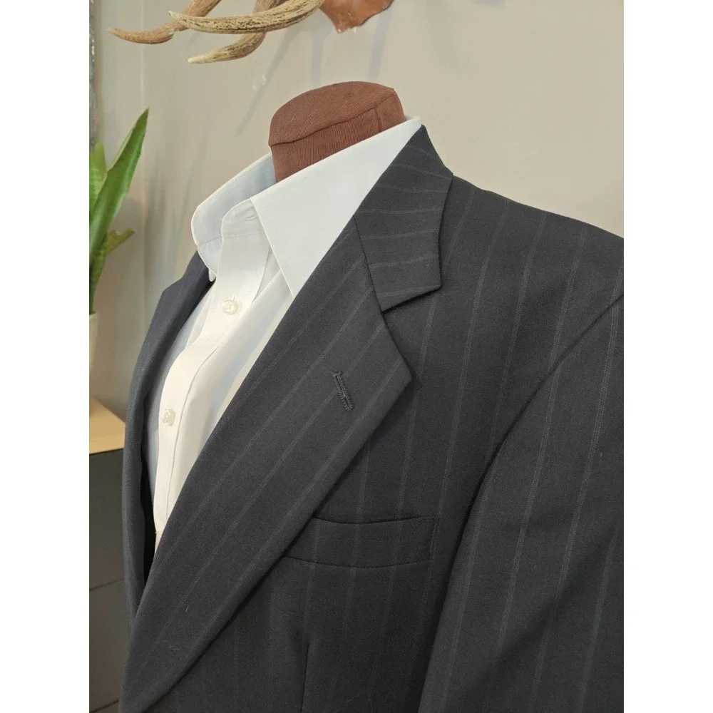 Austin Reed Wool Sport Coat 39R Navy Stripe Blazer USA 2 Button Mens